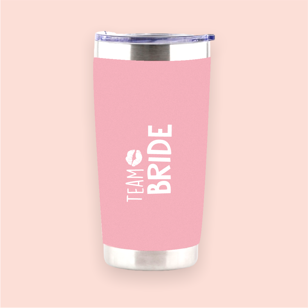 Vaso de acero rosa "Team Bride"