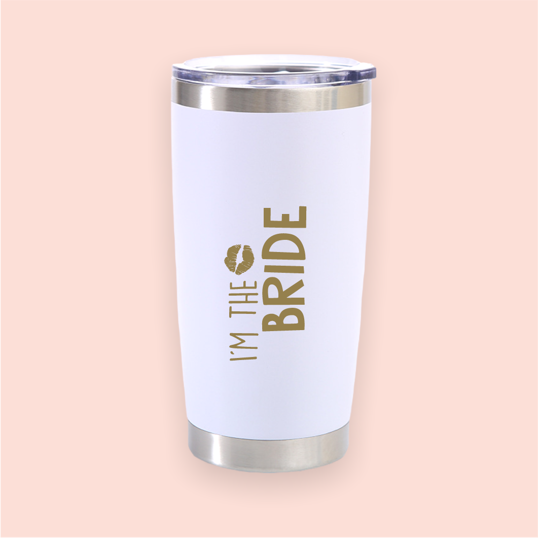 Vaso de acero blanco "I´m the Bride"