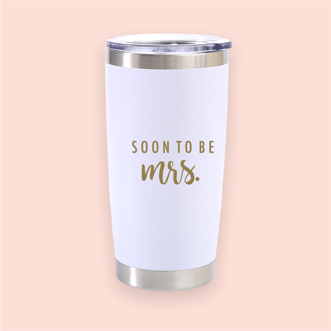 Vaso de acero blanco "Soon to be Mrs."