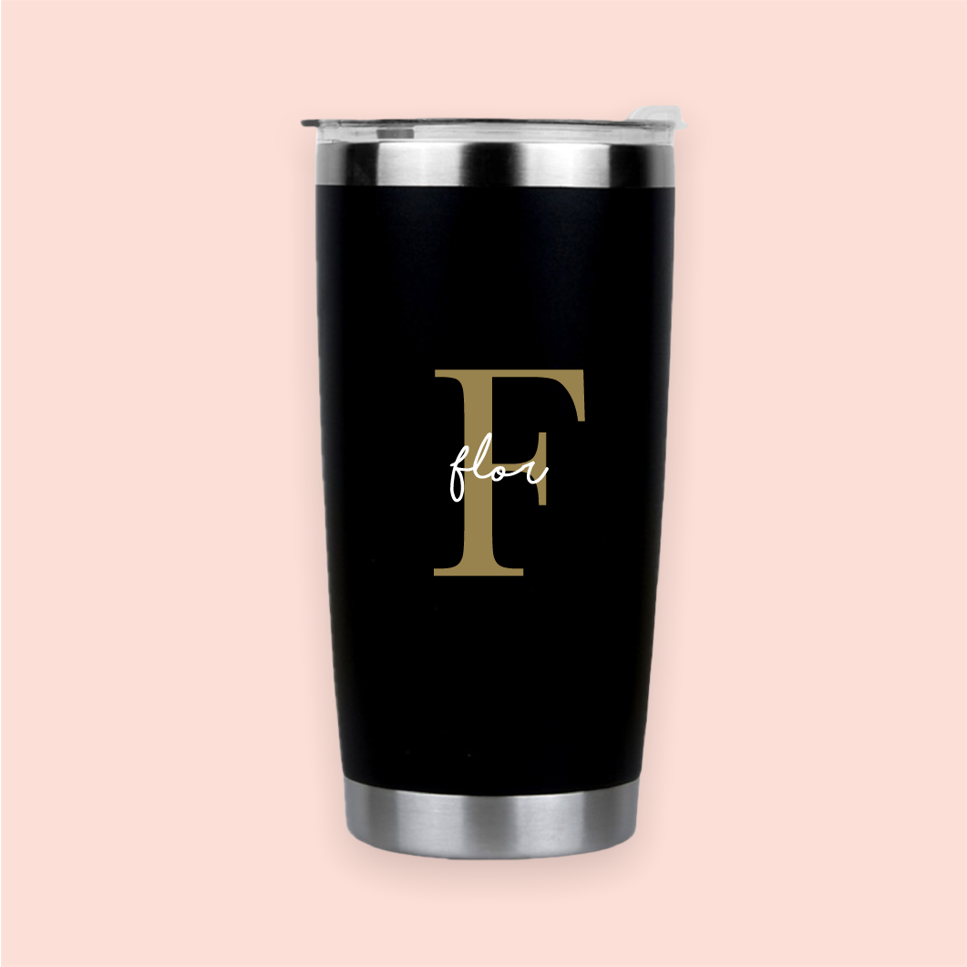Vaso de acero negro personalizado