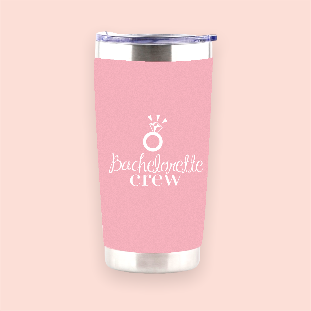 Vaso de acero rosa "Bachelorette Crew"