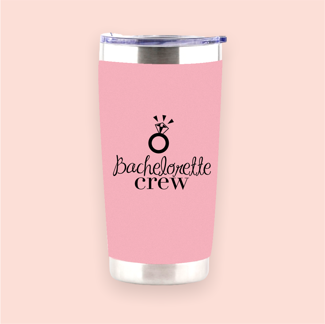Vaso de acero rosa "Bachelorette Crew"