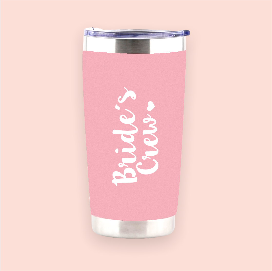Vaso de acero rosa "Bride´s Crew"