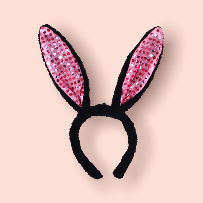 Bunny negra con lentejuela rosa