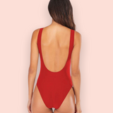 Traje de baño rojo "Team Bride"