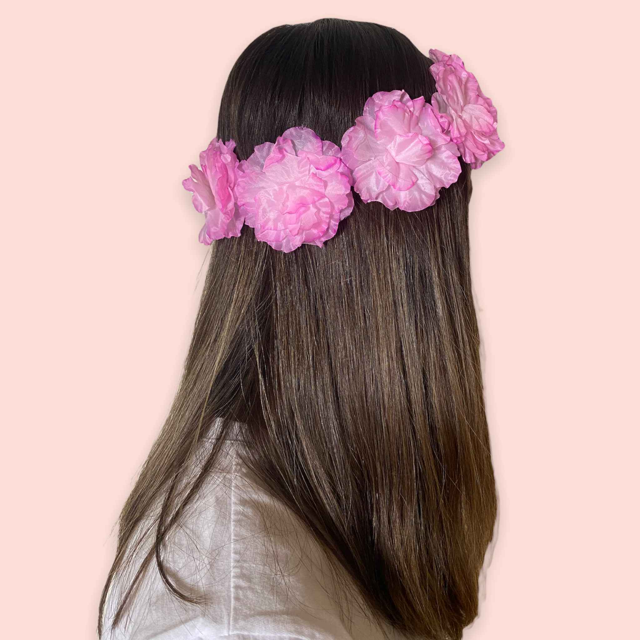 Corona de flores rosa