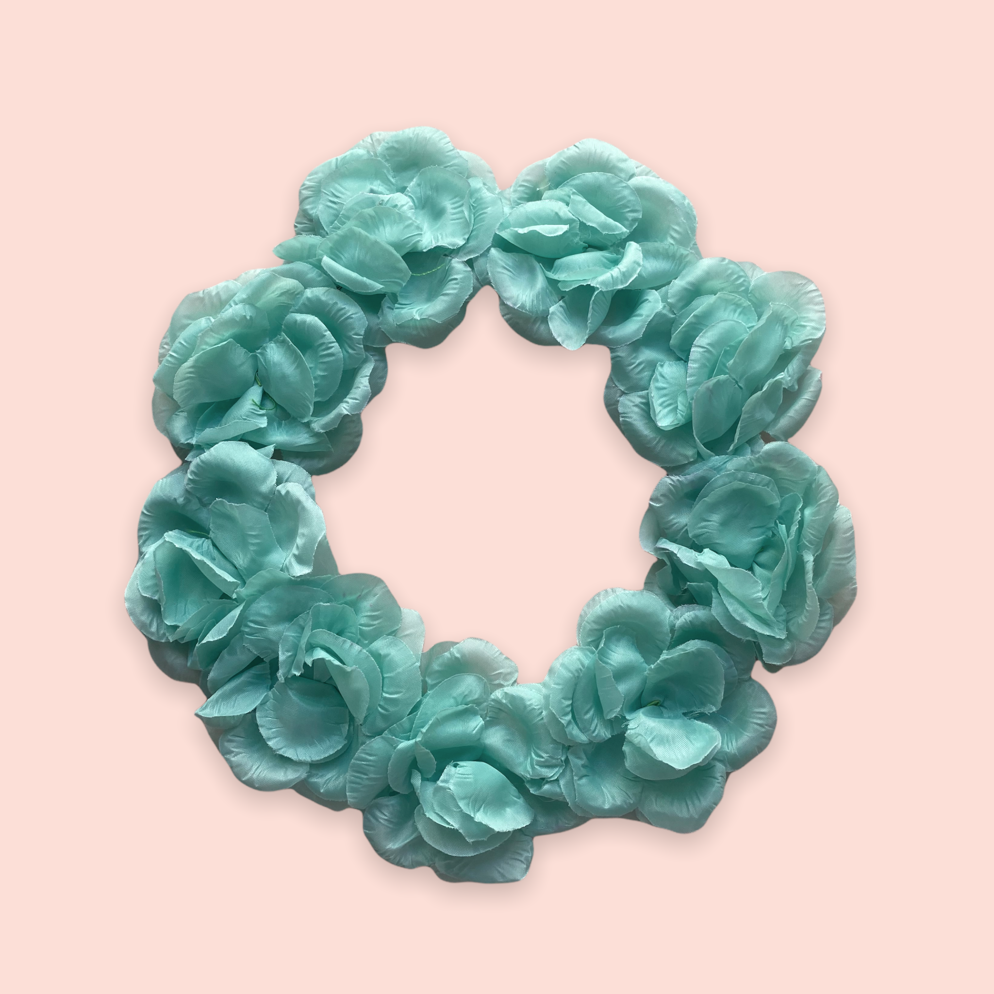 Corona de flores azul turquesa