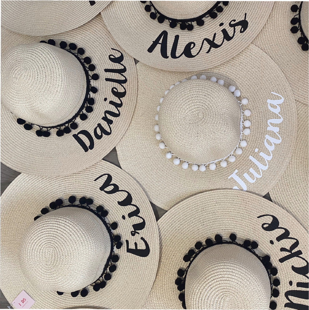 Sombrero playero personalizado texto negro