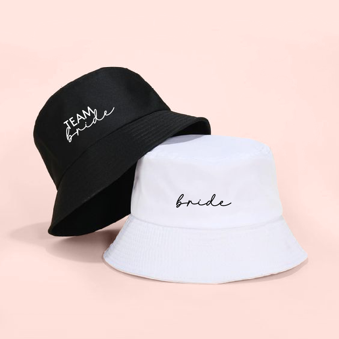 Bucket hat negro "team bride"