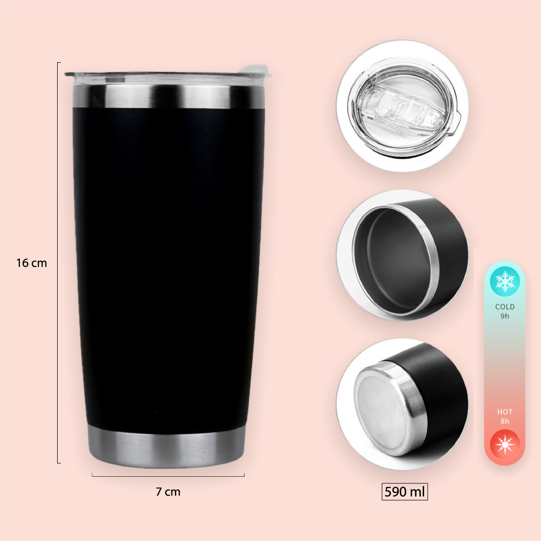 Vaso de acero negro personalizado