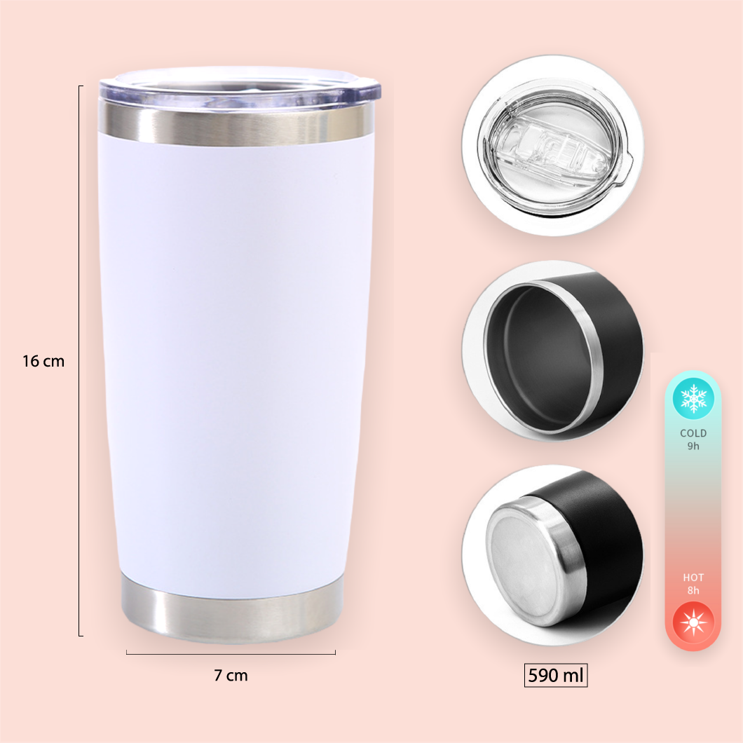 Vaso de acero blanco personalizado