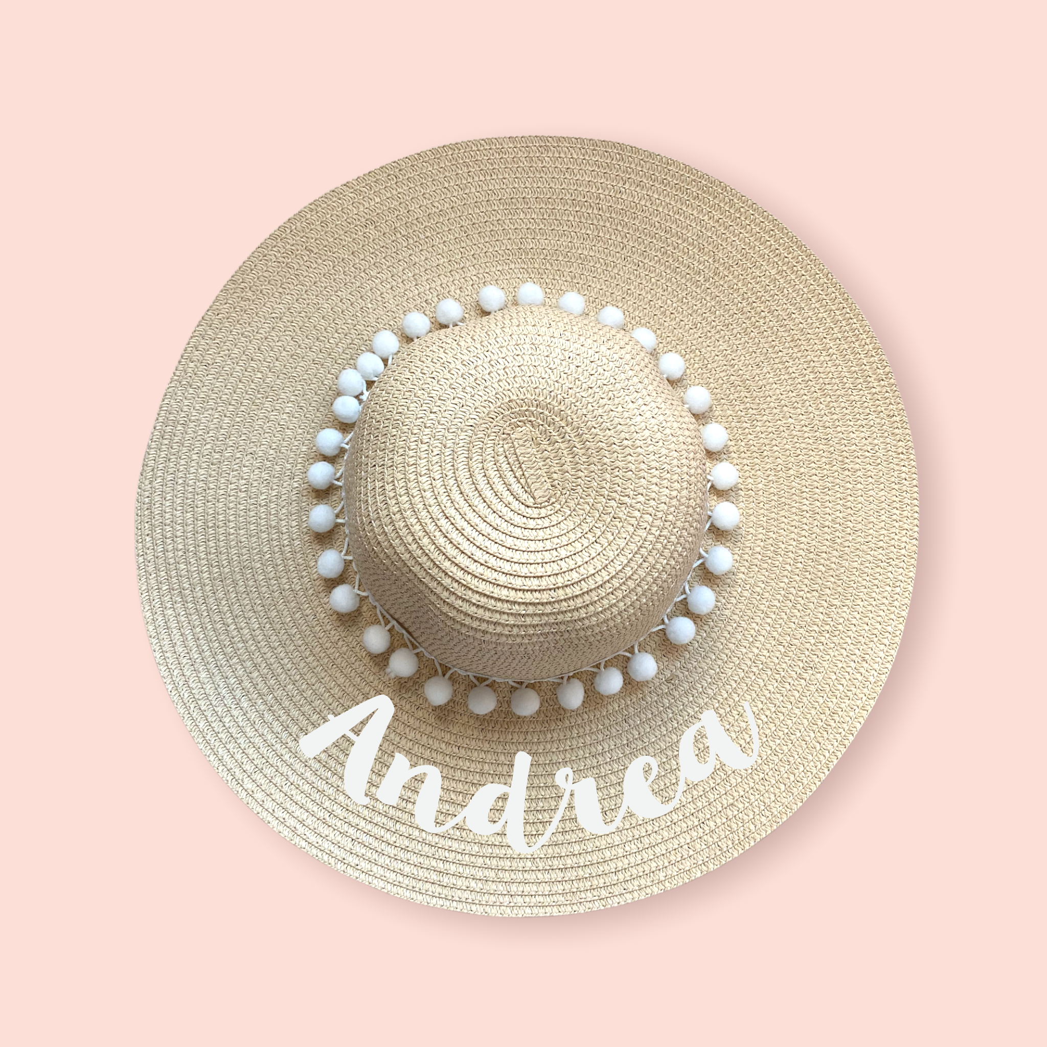 Sombrero playero personalizado texto blanco