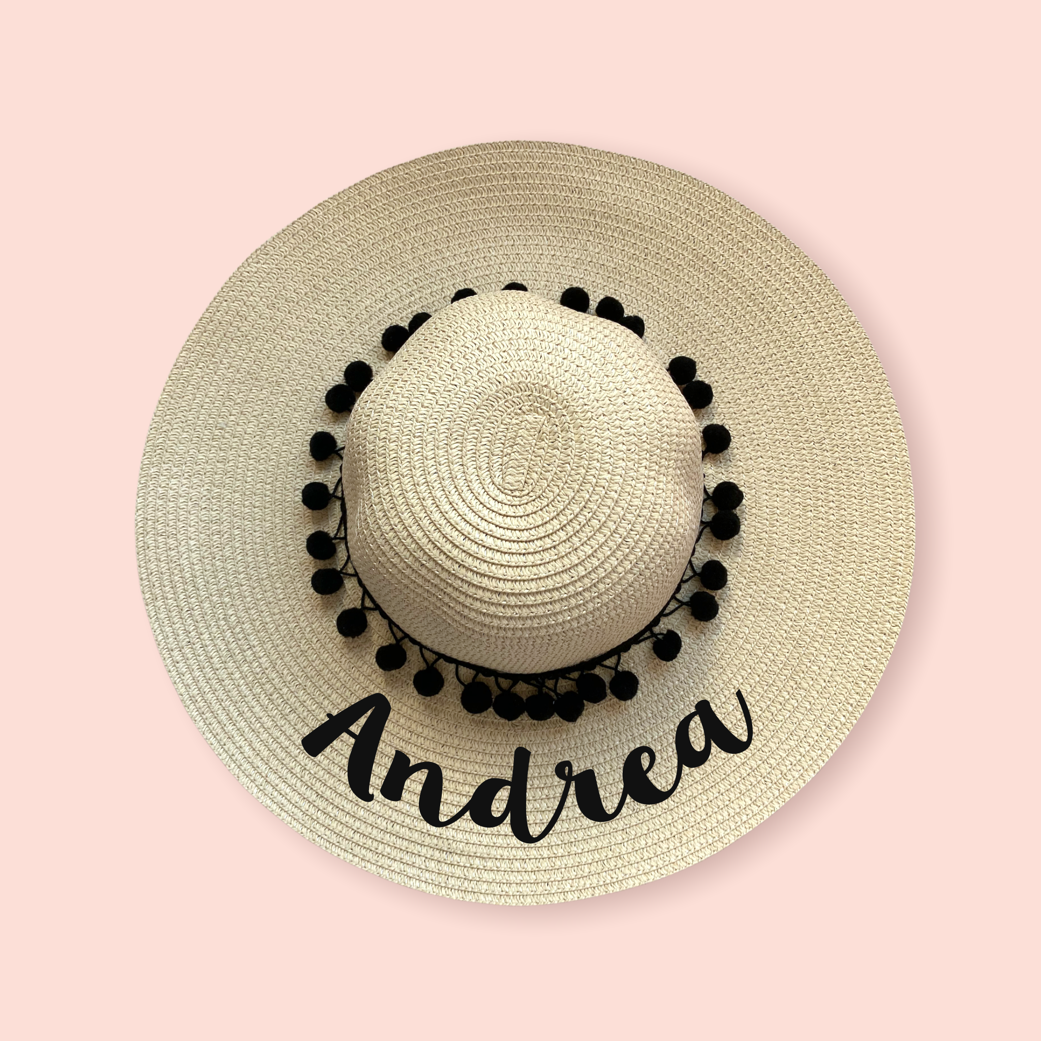 Sombrero playero personalizado texto negro