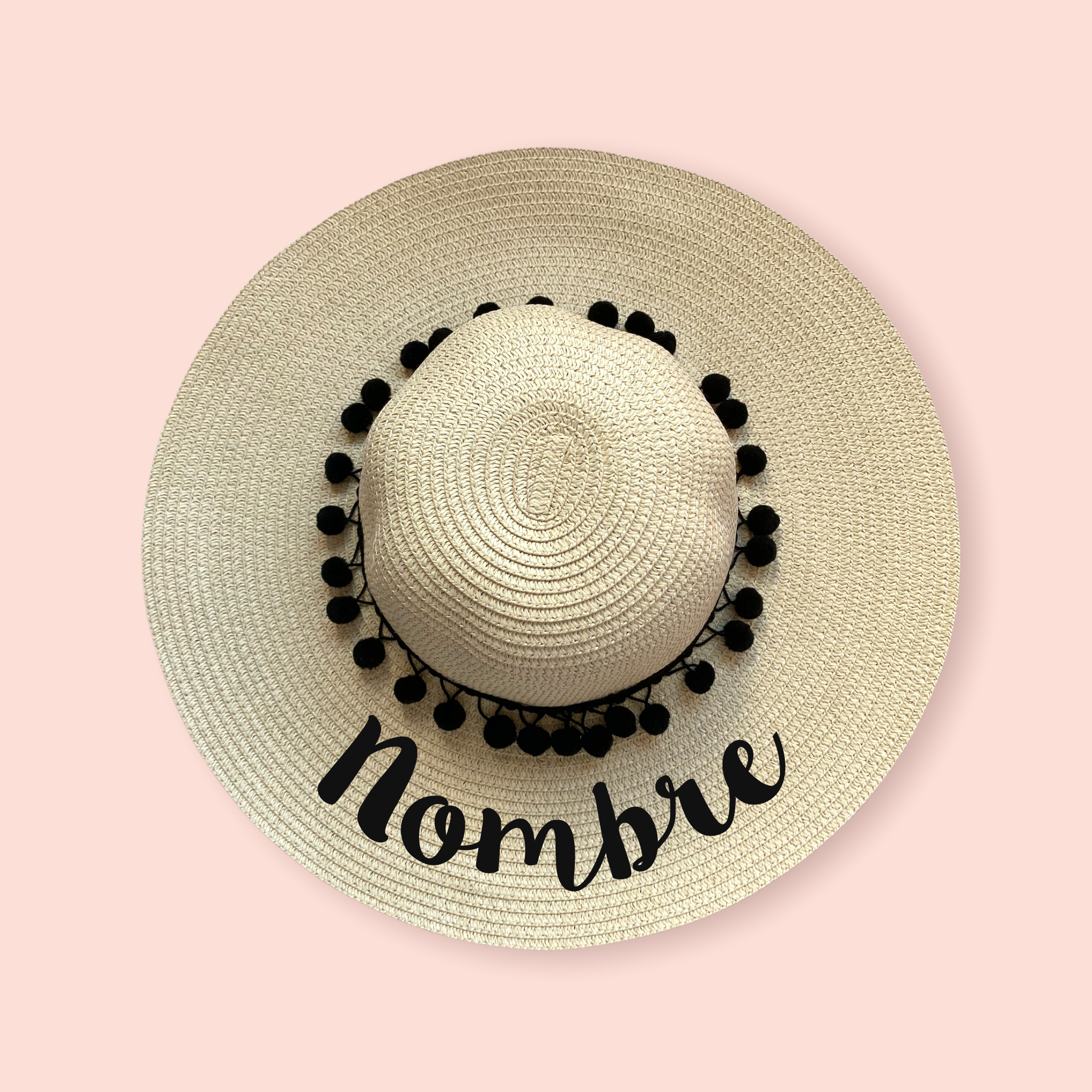 Sombrero playero personalizado texto negro