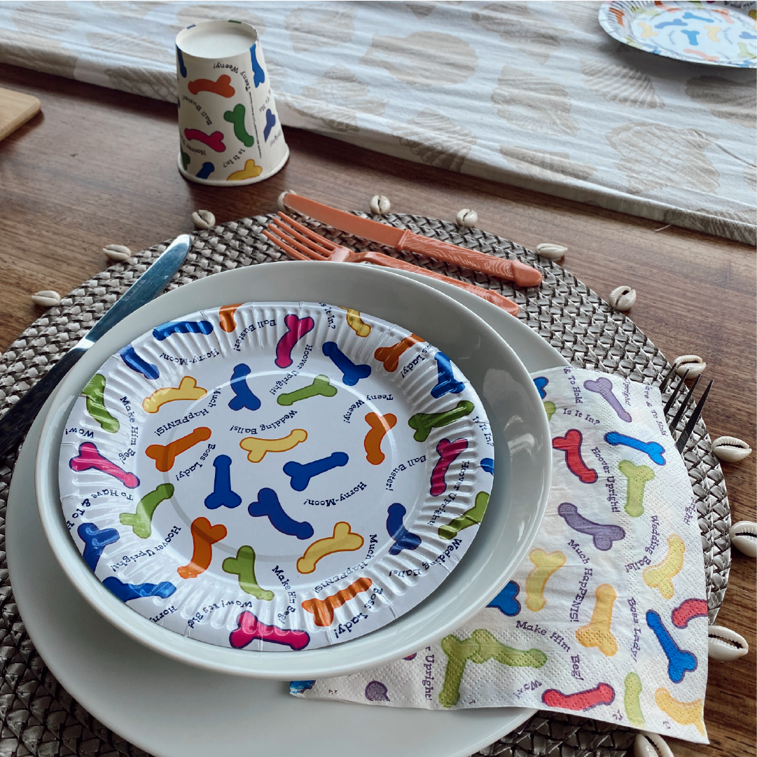 Juego de vajilla despedida de soltera (68 piezas)